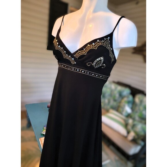 Gharani Stok London Fashion Designer Black Dress Sequin Bodice Elastane MINT, Sm - Picture 2 of 10